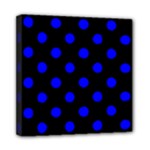 Polka Dots - Blue on Black Mini Canvas 8  x 8  (Stretched)