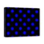 Polka Dots - Blue on Black Canvas 10  x 8  (Stretched)