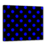 Polka Dots - Blue on Black Canvas 24  x 20  (Stretched)