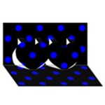 Polka Dots - Blue on Black Twin Hearts 3D Greeting Card (8x4)