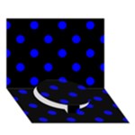 Polka Dots - Blue on Black Circle Bottom 3D Greeting Card (7x5)