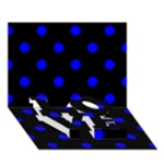 Polka Dots - Blue on Black LOVE Bottom 3D Greeting Card (7x5)