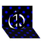 Polka Dots - Blue on Black Peace Sign 3D Greeting Card (7x5)