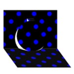 Polka Dots - Blue on Black Circle 3D Greeting Card (7x5)