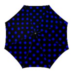 Polka Dots - Blue on Black Golf Umbrella