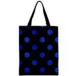 Polka Dots - Cerulean Blue on Black Zipper Classic Tote Bag