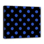 Polka Dots - Cerulean Blue on Black Deluxe Canvas 24  x 20  (Stretched)