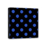 Polka Dots - Cerulean Blue on Black Mini Canvas 4  x 4  (Stretched)