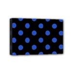 Polka Dots - Cerulean Blue on Black Mini Canvas 6  x 4  (Stretched)