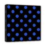 Polka Dots - Cerulean Blue on Black Mini Canvas 8  x 8  (Stretched)