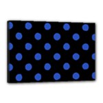 Polka Dots - Cerulean Blue on Black Canvas 18  x 12  (Stretched)