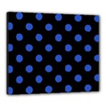 Polka Dots - Cerulean Blue on Black Canvas 24  x 20  (Stretched)