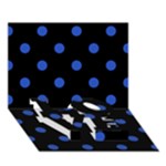 Polka Dots - Cerulean Blue on Black LOVE Bottom 3D Greeting Card (7x5)