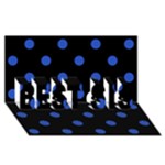 Polka Dots - Cerulean Blue on Black BEST SIS 3D Greeting Card (8x4)