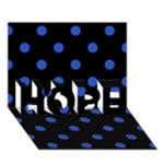 Polka Dots - Cerulean Blue on Black HOPE 3D Greeting Card (7x5)