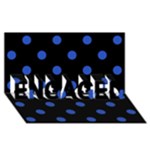 Polka Dots - Cerulean Blue on Black ENGAGED 3D Greeting Card (8x4)