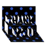 Polka Dots - Cerulean Blue on Black THANK YOU 3D Greeting Card (7x5)