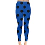 Polka Dots - Black on Cobalt Blue Women s Leggings