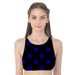 Polka Dots - Dark Blue on Black Tank Bikini Top