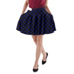 Polka Dots - Dark Blue on Black A-Line Pocket Skirt