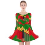 chevron kwanzaa Long Sleeve Velvet Skater Dress