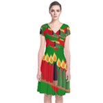 chevron kwanzaa Short Sleeve Front Wrap Dress