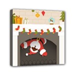 Christmas Black Santa In Fireplace Mini Canvas 6  x 6  (Stretched)