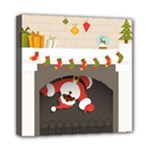 Christmas Black Santa In Fireplace Mini Canvas 8  x 8  (Stretched)