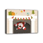 Christmas Black Santa In Fireplace Mini Canvas 7  x 5  (Stretched)