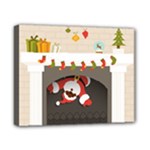 Christmas Black Santa In Fireplace Canvas 10  x 8  (Stretched)