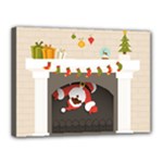 Christmas Black Santa In Fireplace Canvas 16  x 12  (Stretched)