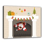 Christmas Black Santa In Fireplace Canvas 20  x 16  (Stretched)