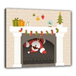 Christmas Black Santa In Fireplace Canvas 24  x 20  (Stretched)