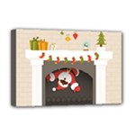 Christmas Black Santa In Fireplace Deluxe Canvas 18  x 12  (Stretched)