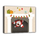 Christmas Black Santa In Fireplace Deluxe Canvas 20  x 16  (Stretched)