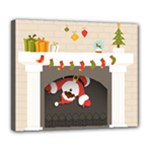 Christmas Black Santa In Fireplace Deluxe Canvas 24  x 20  (Stretched)