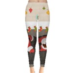 Christmas Black Santa In Fireplace Leggings 