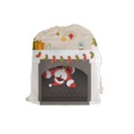 Christmas Black Santa In Fireplace Drawstring Pouch (Large)