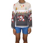 Christmas Black Santa In Fireplace Kids  Long Sleeve Swimwear