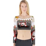 Christmas Black Santa In Fireplace Long Sleeve Crop Top (Tight Fit)