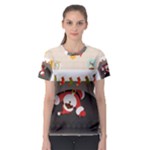 Christmas Black Santa In Fireplace Women s Sport Mesh Tee