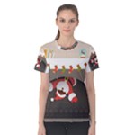 Christmas Black Santa In Fireplace Women s Cotton Tee