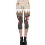 Christmas Black Santa In Fireplace Capri Leggings 