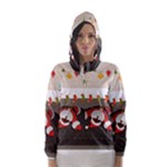 Christmas Black Santa In Fireplace Hooded Wind Breaker (Women)