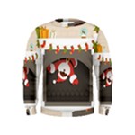 Christmas Black Santa In Fireplace Kids  Sweatshirt