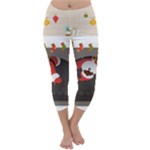 Christmas Black Santa In Fireplace Capri Winter Leggings 