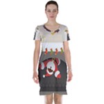 Christmas Black Santa In Fireplace Short Sleeve Nightdress