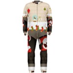 Christmas Black Santa In Fireplace OnePiece Jumpsuit (Men)