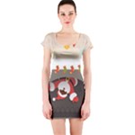 Christmas Black Santa In Fireplace Short Sleeve Bodycon Dress