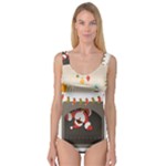 Christmas Black Santa In Fireplace Princess Tank Leotard 